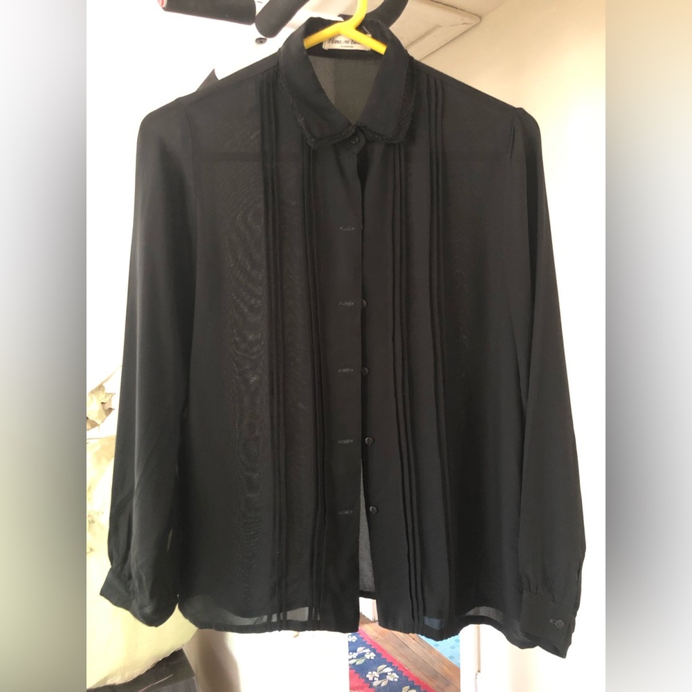 Hana-no Blouse / Yoshimura, black, button down